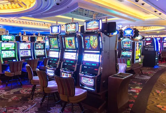 Slot machines on a casino floor